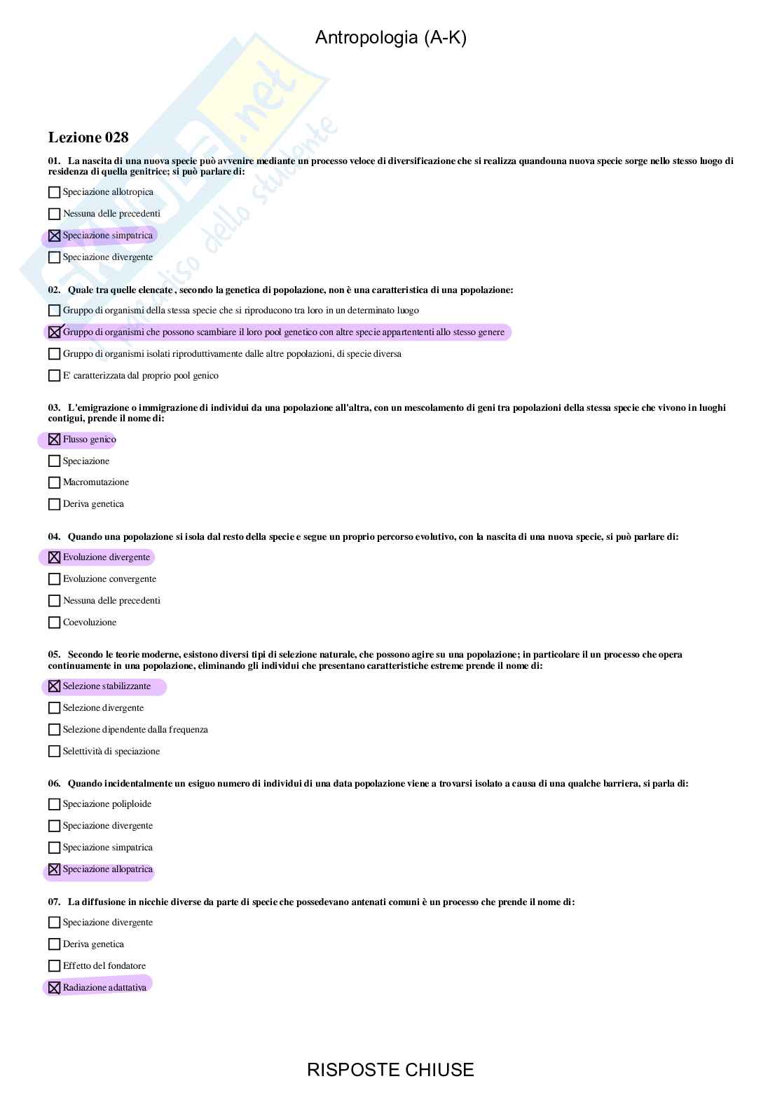 Antropologia, AK - Paniere compilato Pag. 36