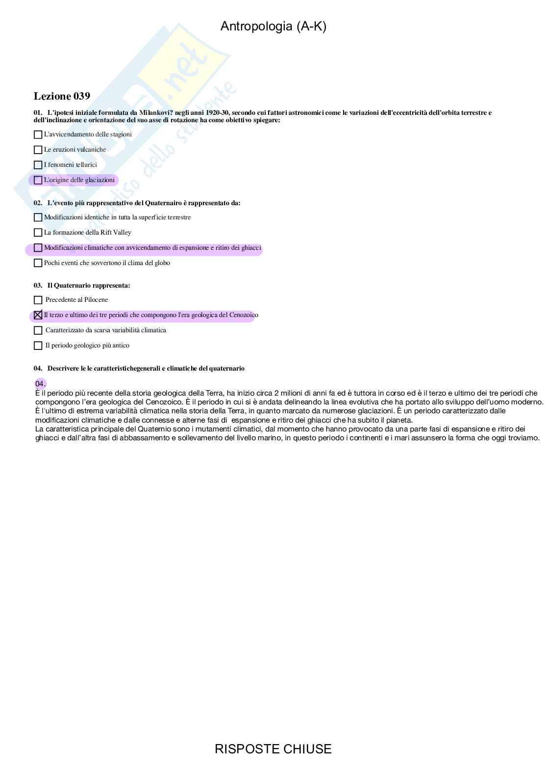 Antropologia, AK - Paniere compilato Pag. 51