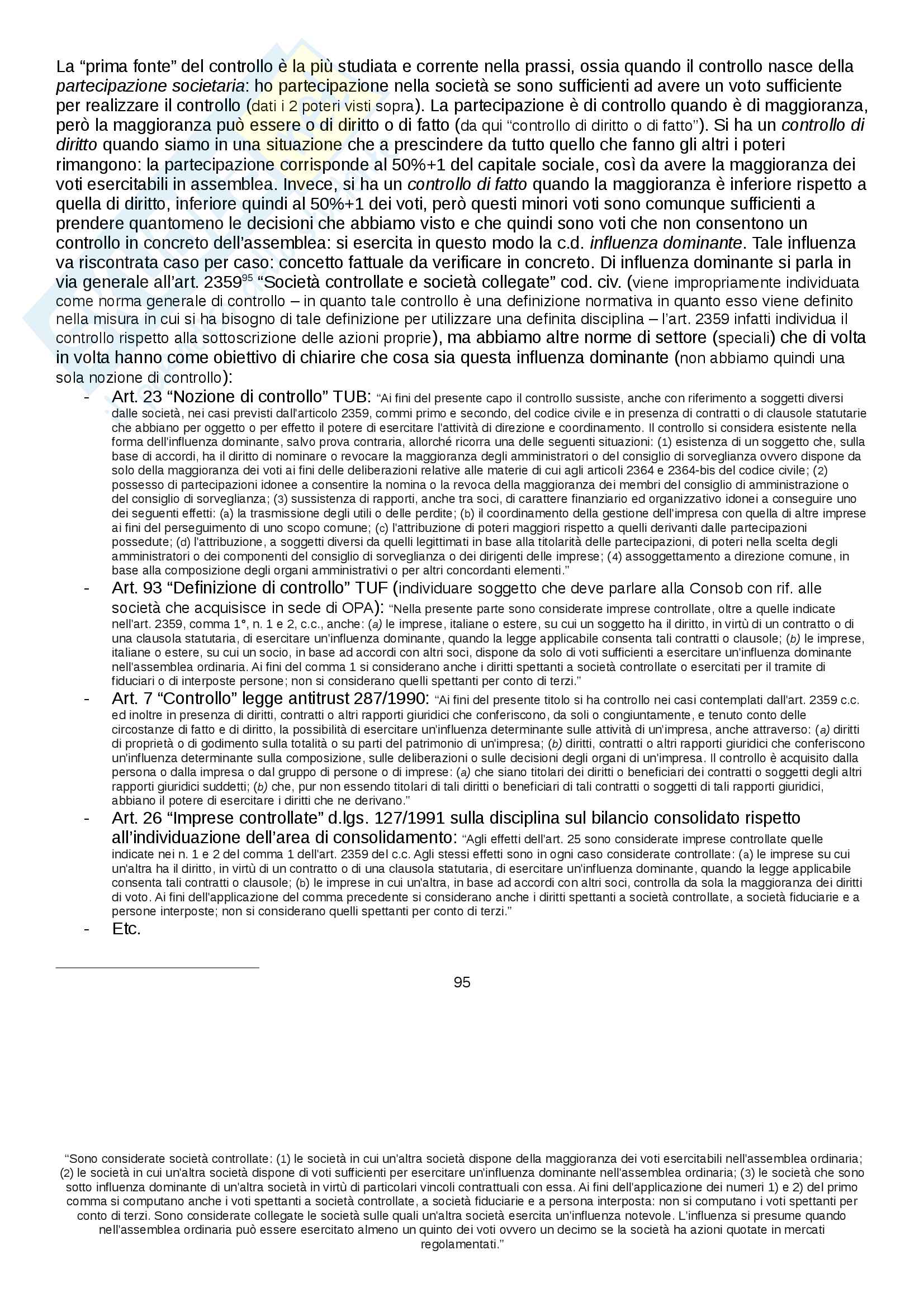 Riassunto esame Diritto commerciale (Delle società), prof. Cetra, libro consigliato Diritto commerciale, Cian Pag. 111