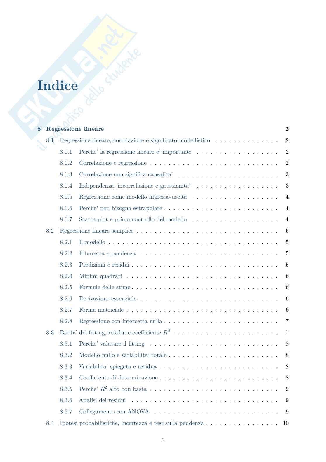 Blocco 8 Modelli di sistemi biologici - Regressione lineare Pag. 2