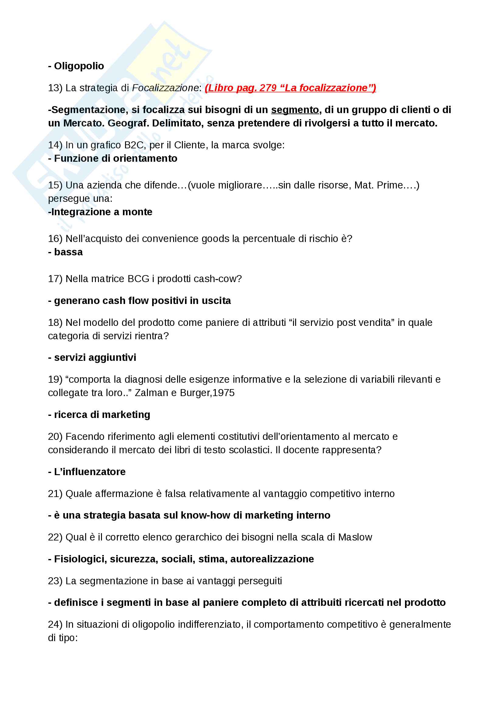 Domande Marketing, Marketing, anno 2017 Pag. 2