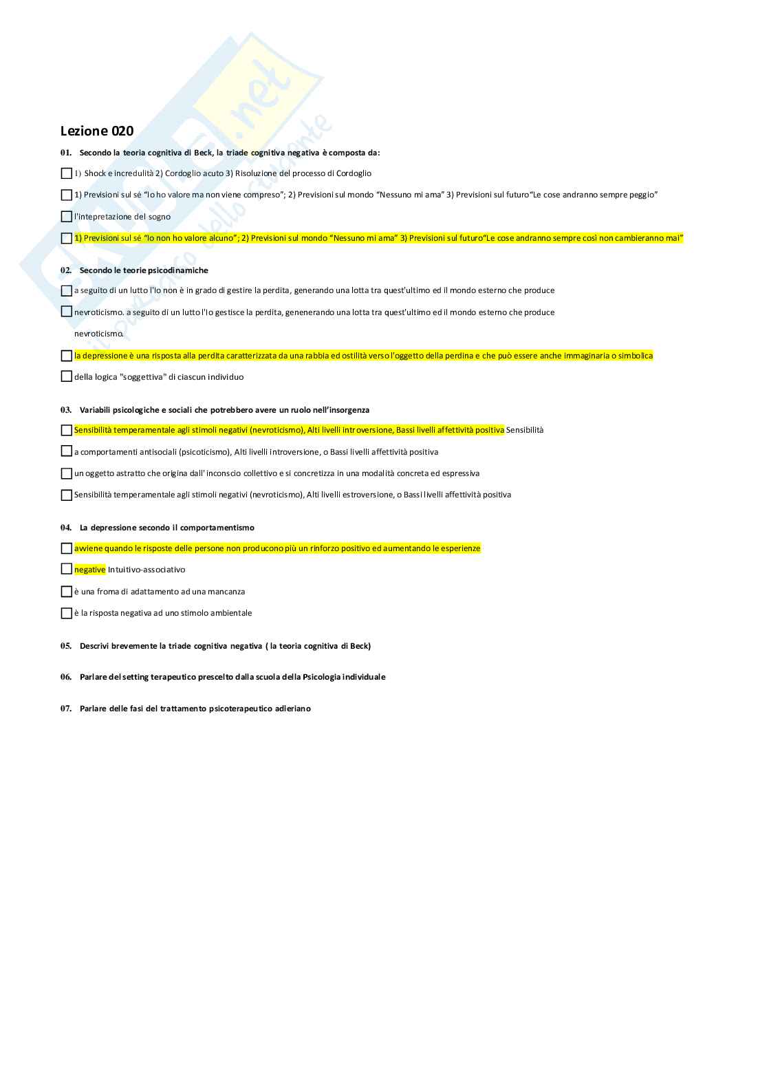 Analisi e trattamento del disagio psichico e delle psicopatologie Pag. 21