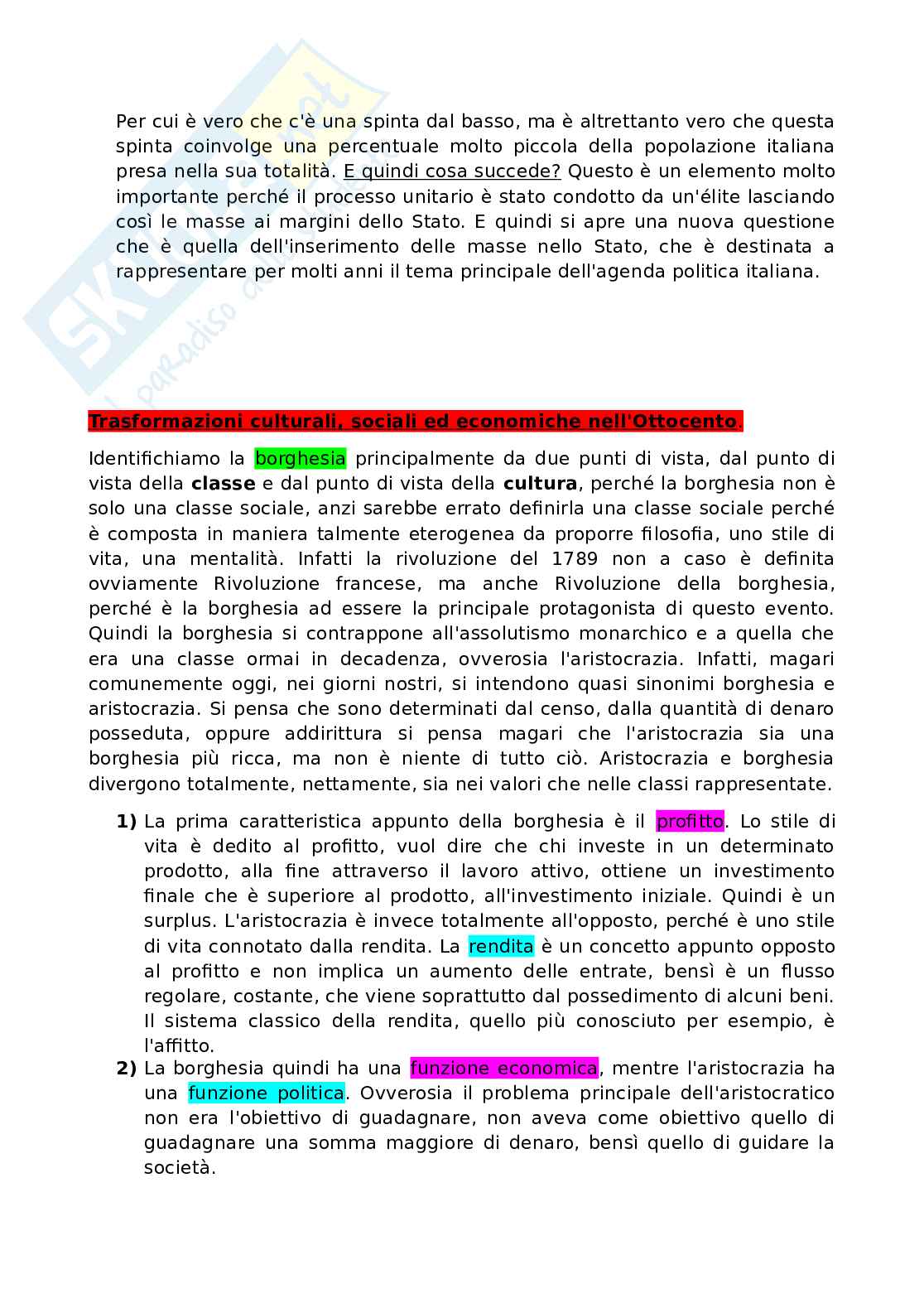 Trasformazioni culturali, sociali e politiche nell’Ottocento Pag. 6