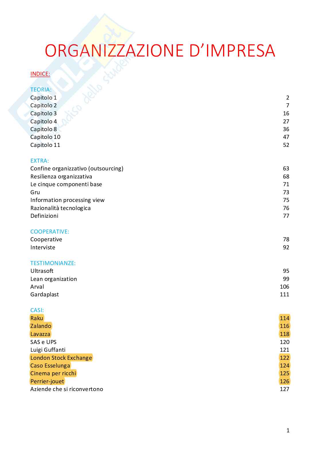 Organizzazione d'impresa Pag. 1