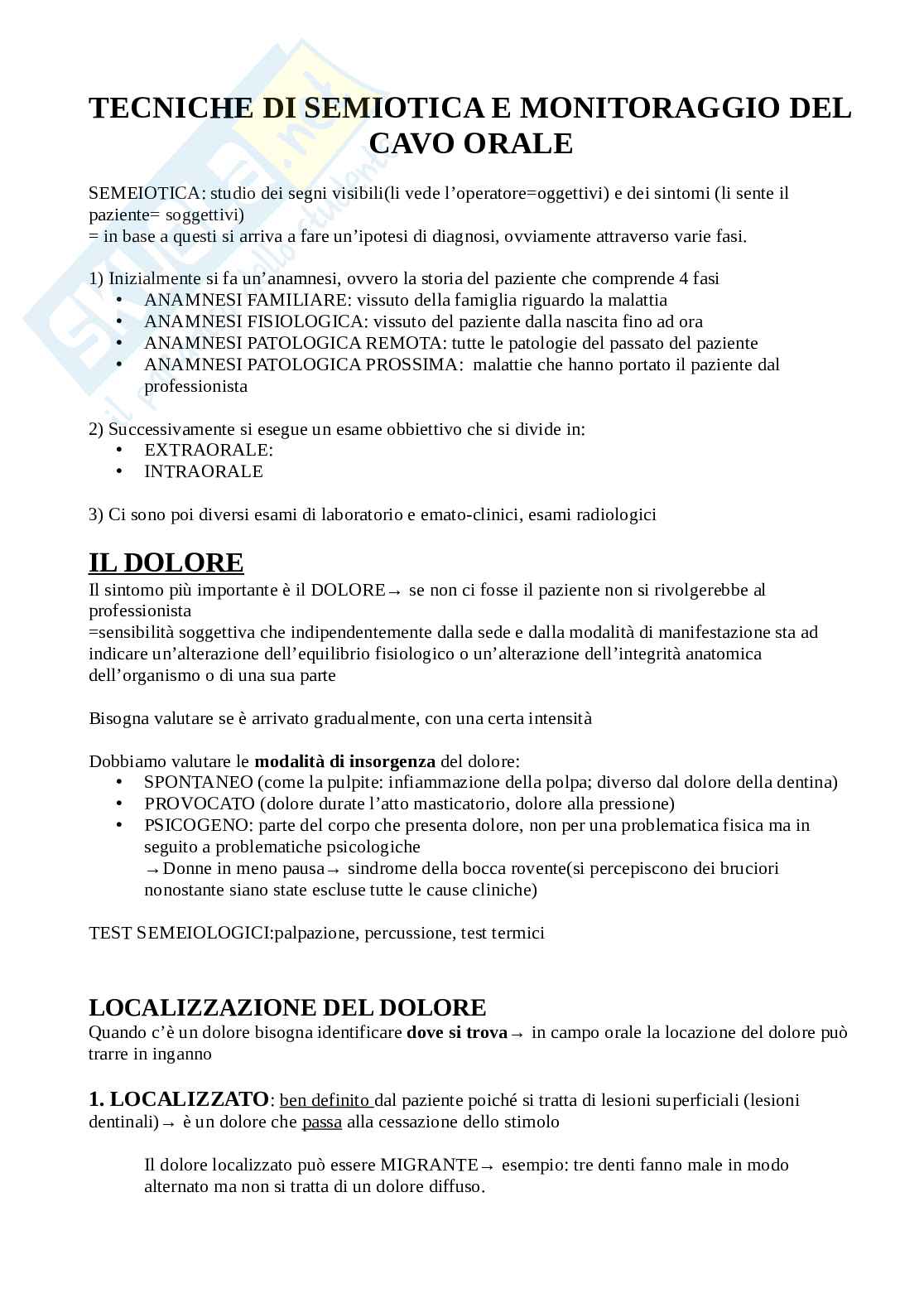 Tecniche di semeiotica e monitoraggio del cavo orale per professioni sanitarie  Pag. 1
