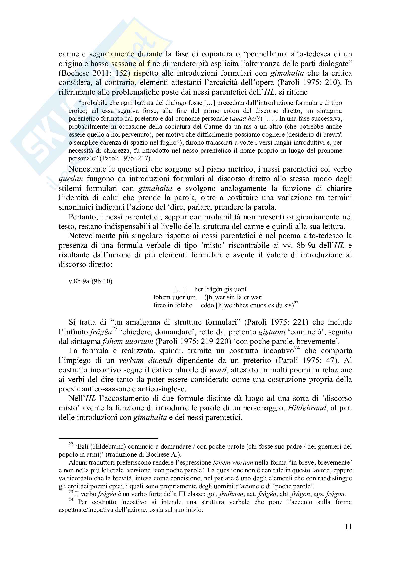 L'elemento formulare nei carmi eroici germanici. L'esempio del carme di Ildebrando Pag. 11