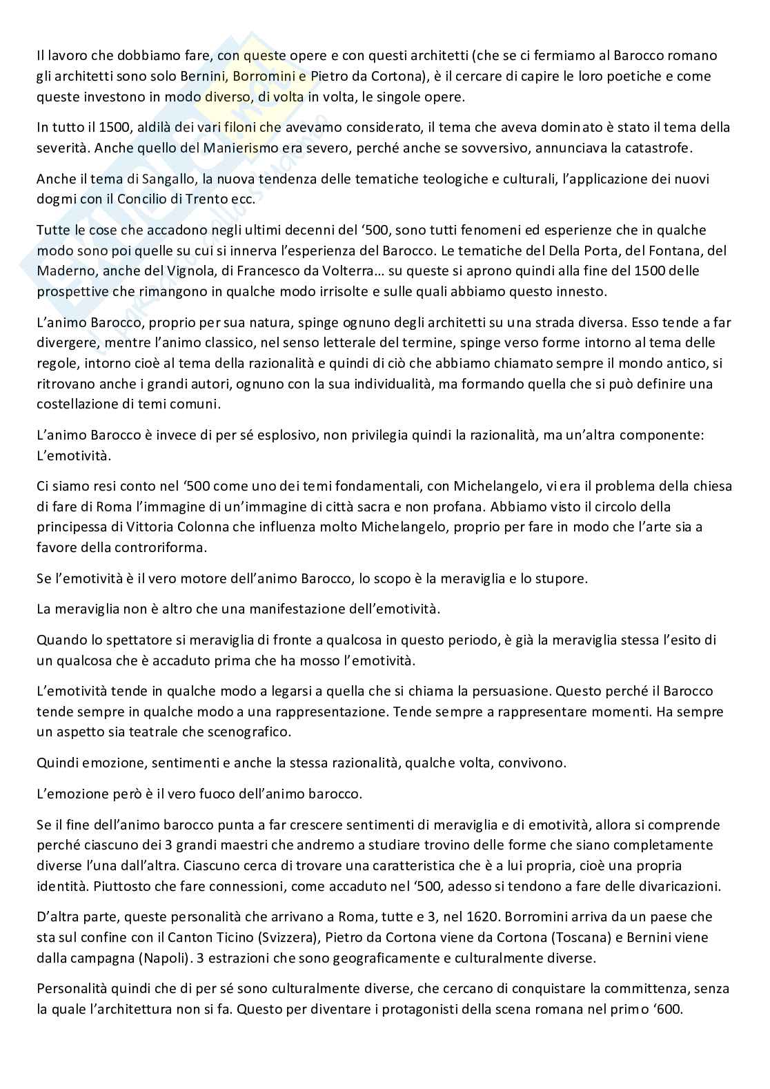 Appunti di Storia dell'architettura su Barocco e Bernini  Pag. 2