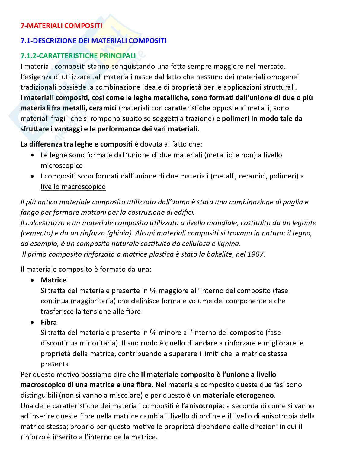 Tecnologie industriali, parte 13 - Materiali compositi e loro lavorazioni Pag. 1