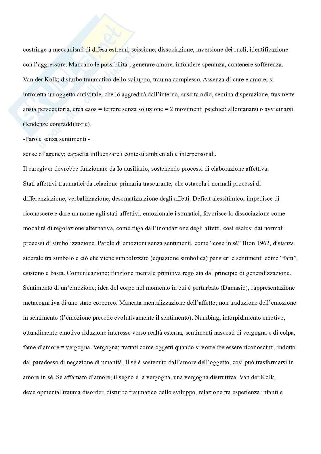 Trauma e psicopatologia (disregolazione affettiva e dissociazione ) Pag. 6