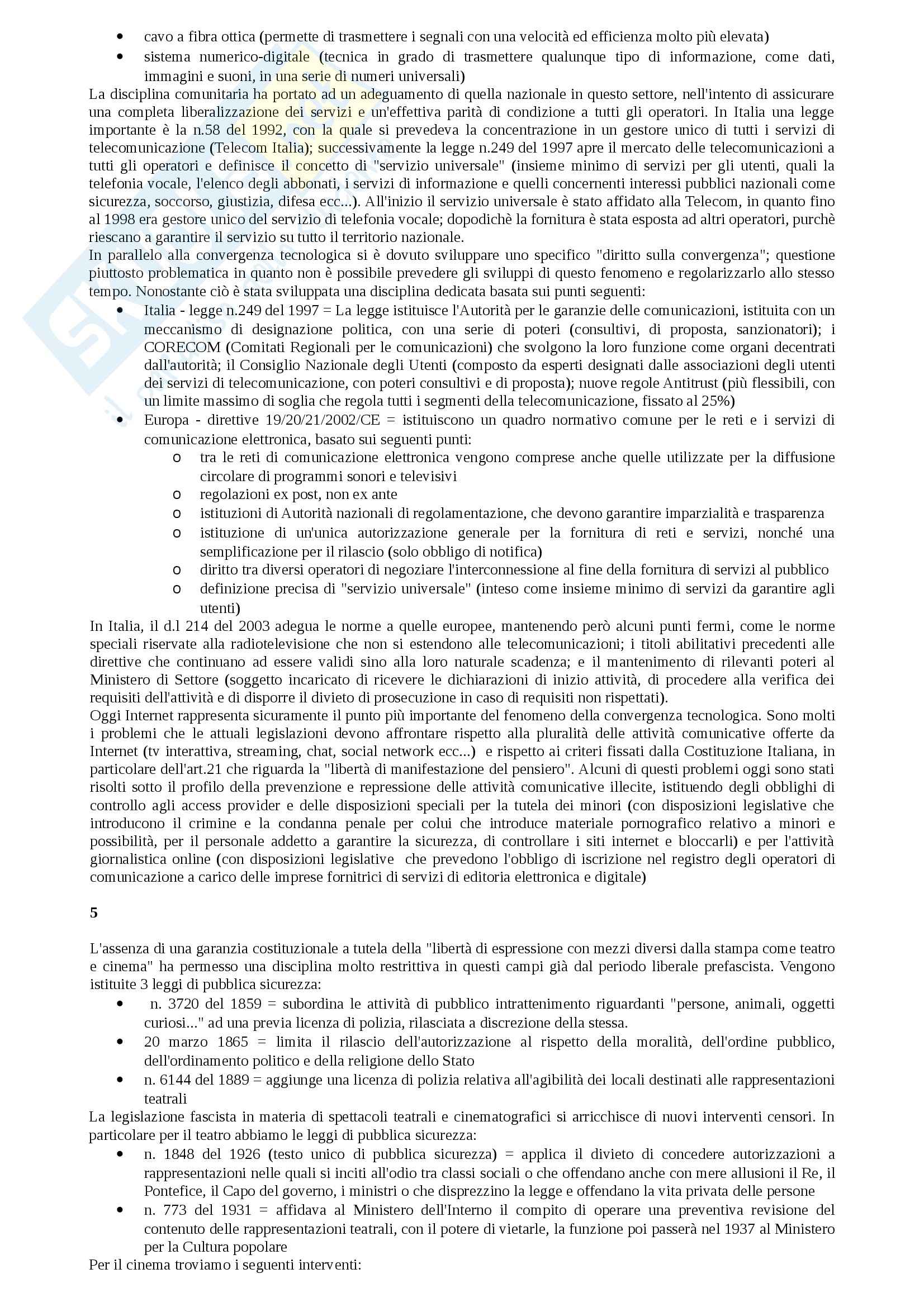 Riassunto esame Diritto, prof. Salibba, libro consigliato Diritto dell'informazione e della comunicazione, Caretti Pag. 6