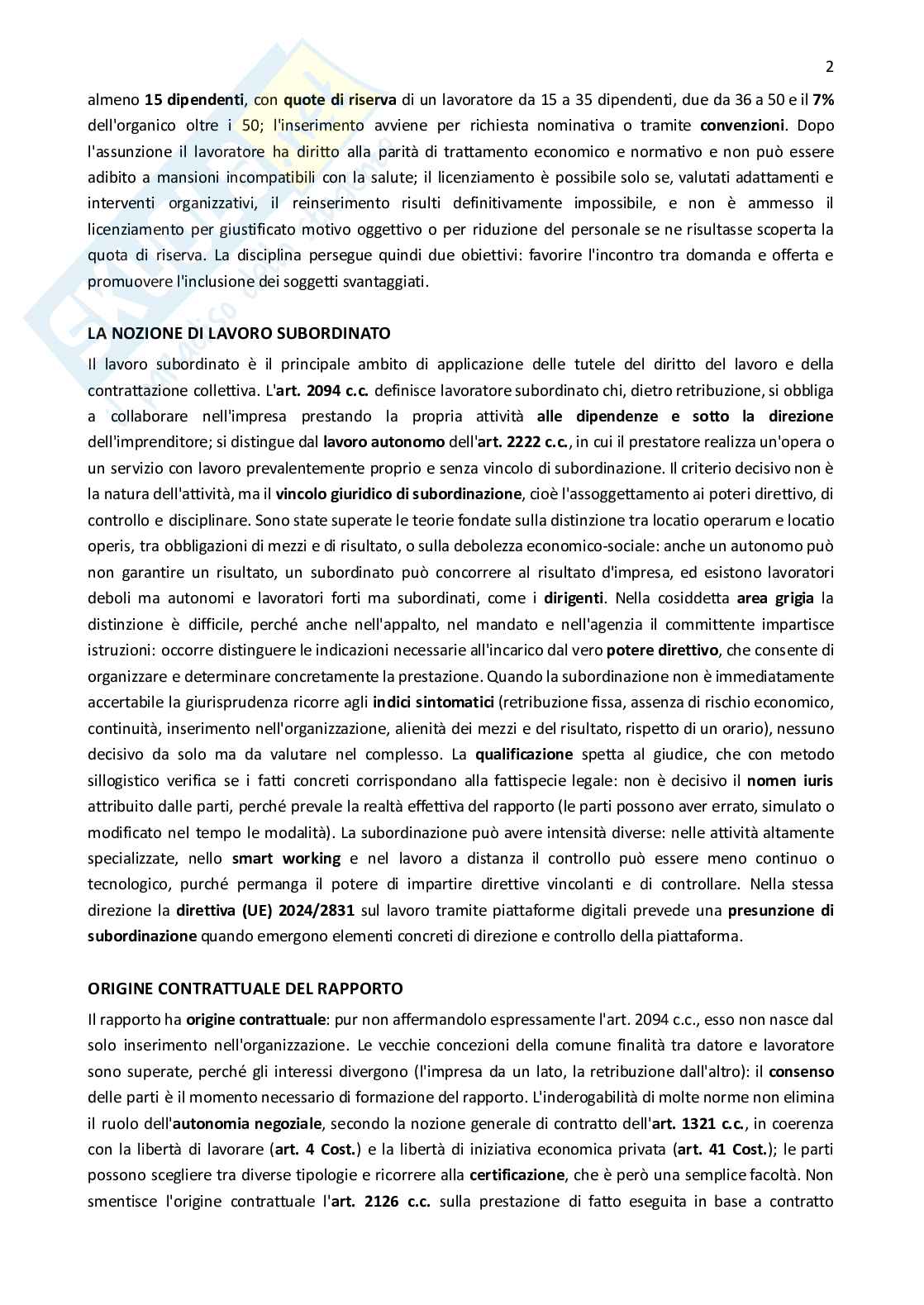 Diritto del lavoro  Pag. 2