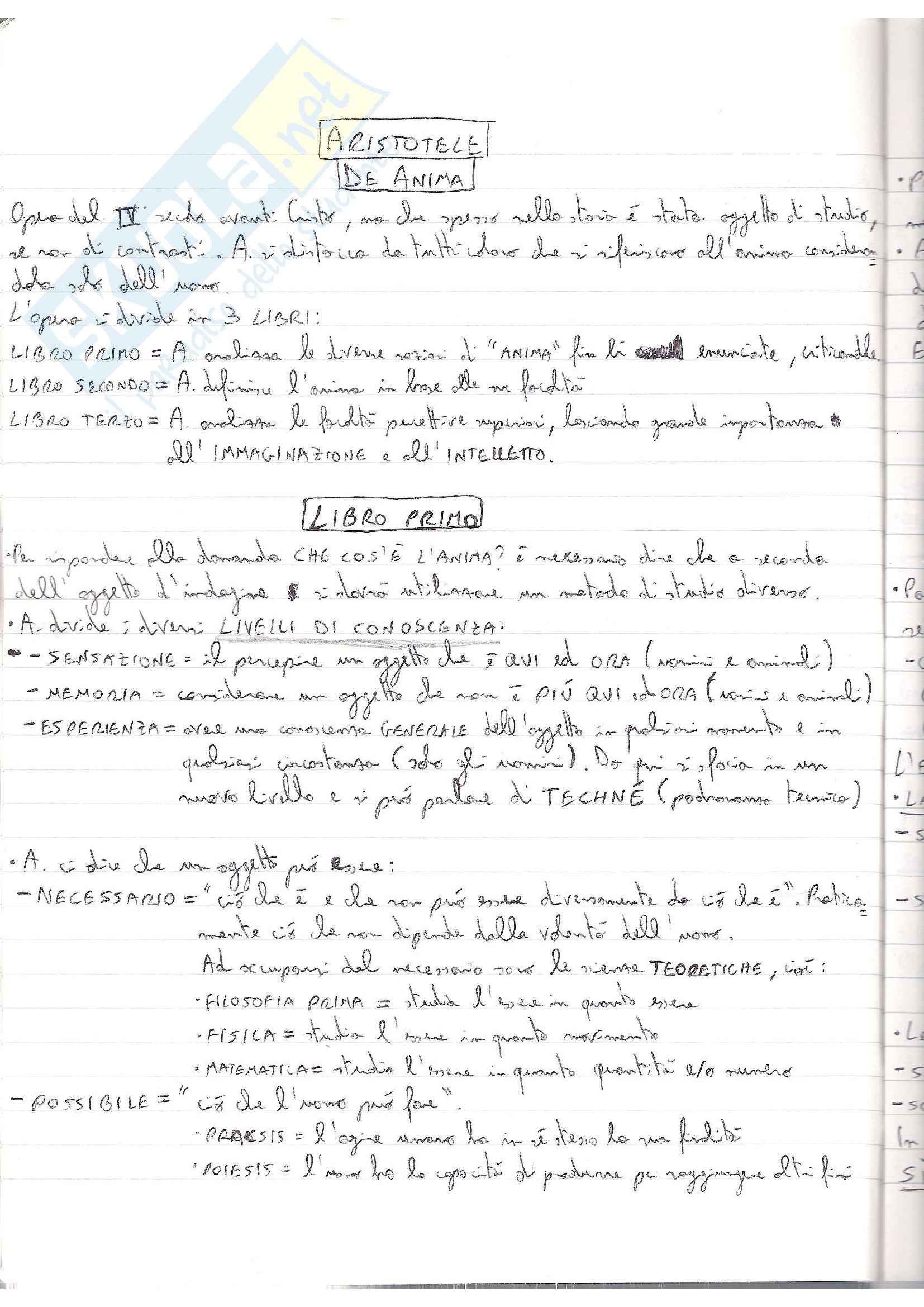De Anima di Aristotele, Antropologia filosofica Pag. 1