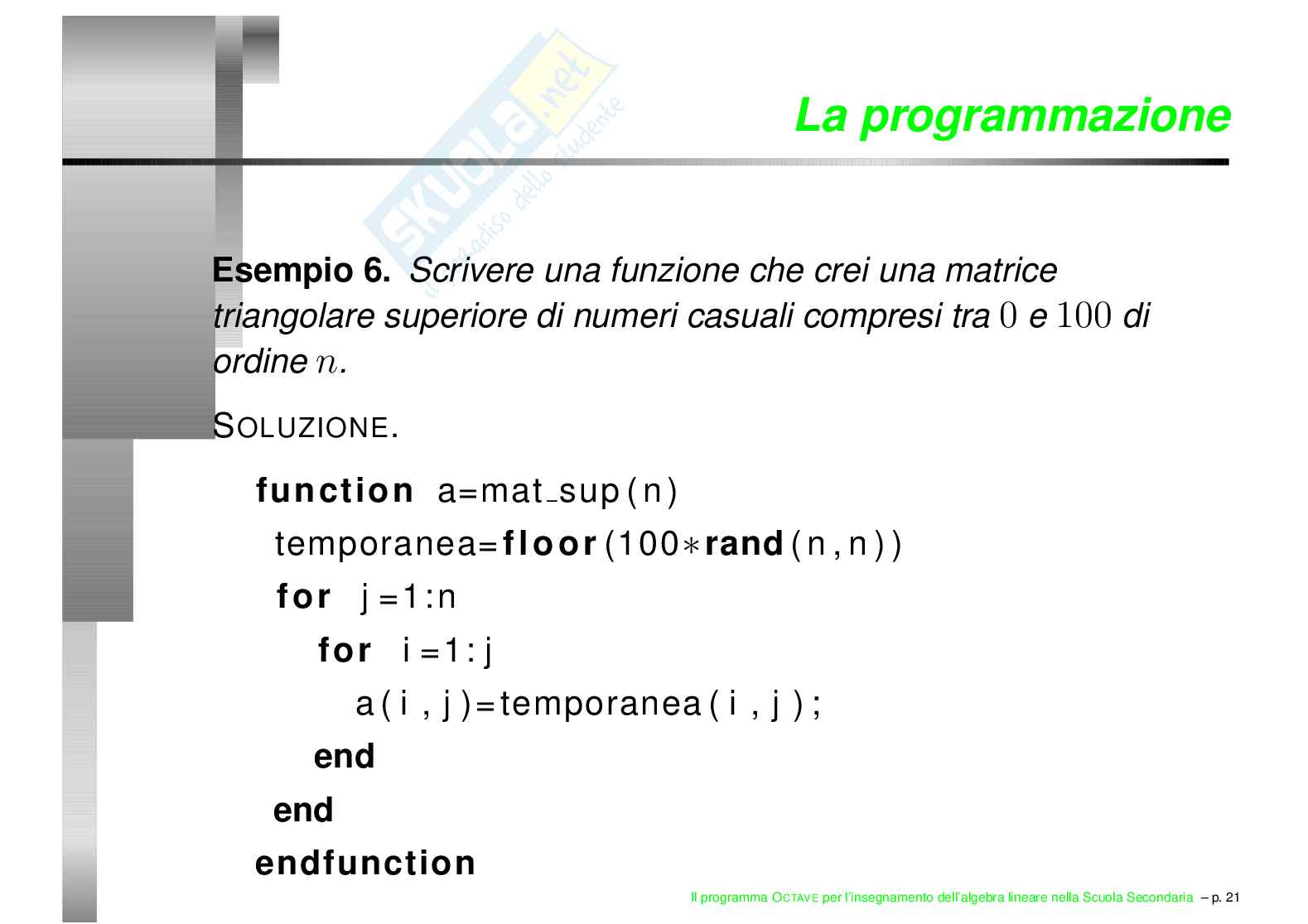Il programma OCTAVE per l'insegnamento dell'algebra lineare nella scuola secondaria Pag. 21