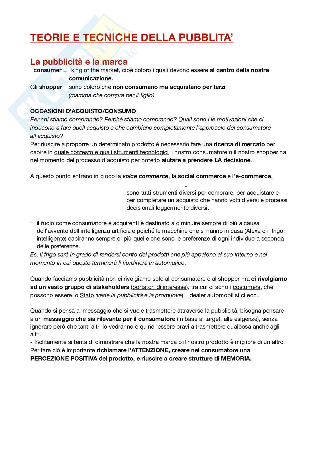 Teorie e tecniche della pubblicità Pag. 1