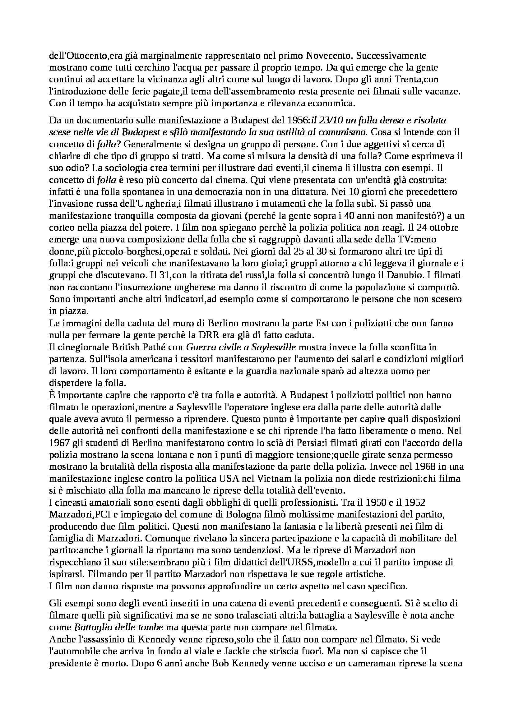 Riassunto esame Storia e Critica del Cinema, prof. Subini, libro consigliato Ombre Passeggere: Cinema e Storia, Sorlin Pag. 11