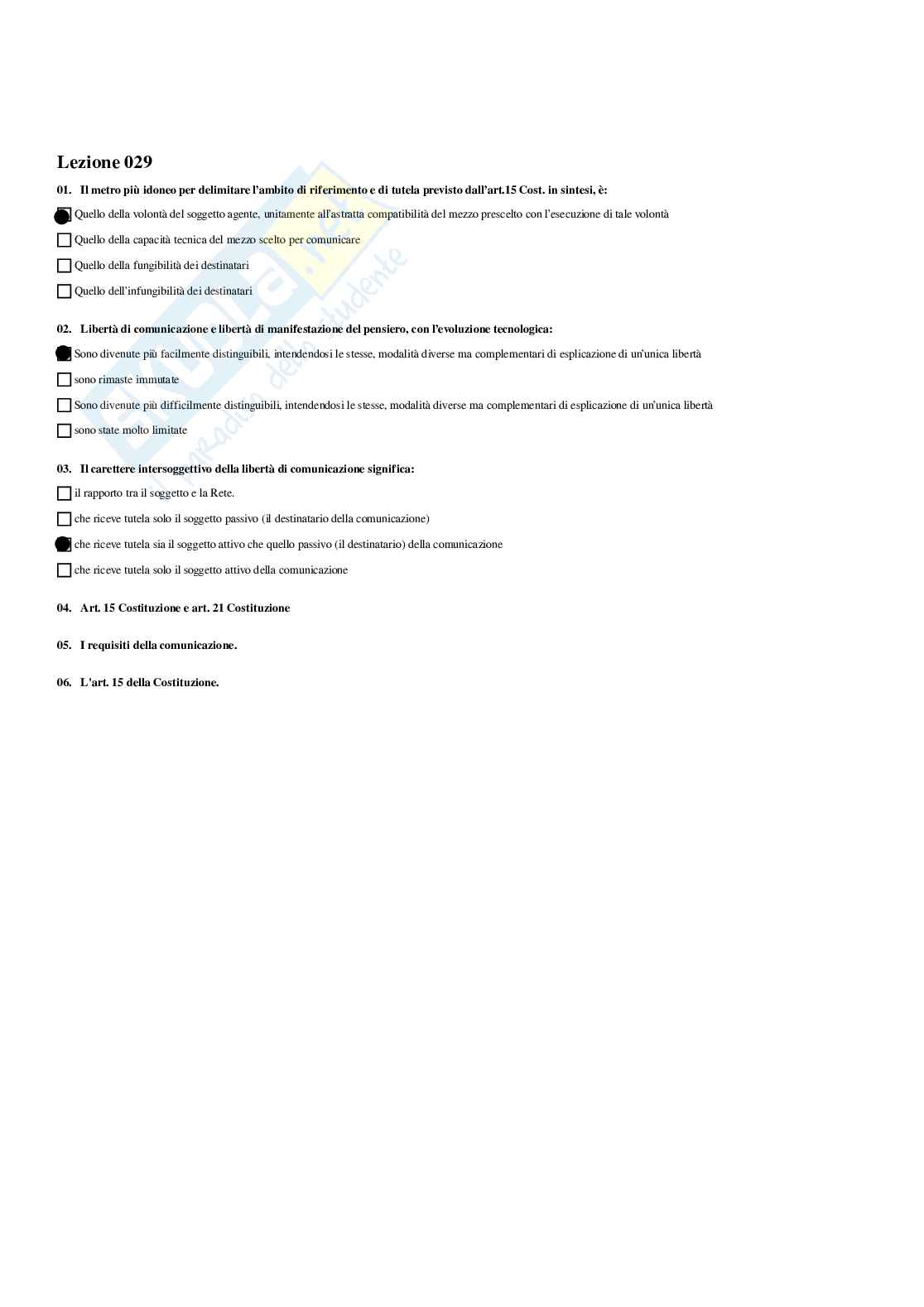 Paniere Diritto dell'informazione e della comunicazione - Risposte multiple - aggiornato (2025) Pag. 31