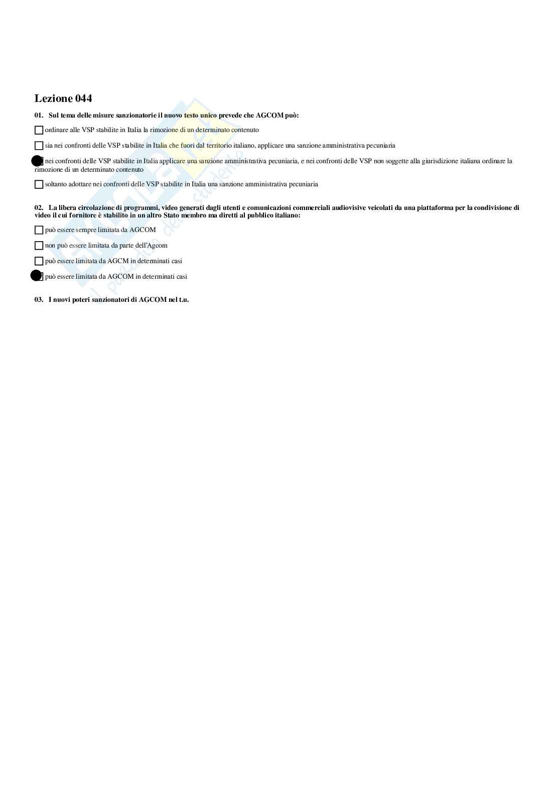 Paniere Diritto dell'informazione e della comunicazione - Risposte multiple - aggiornato (2025) Pag. 46