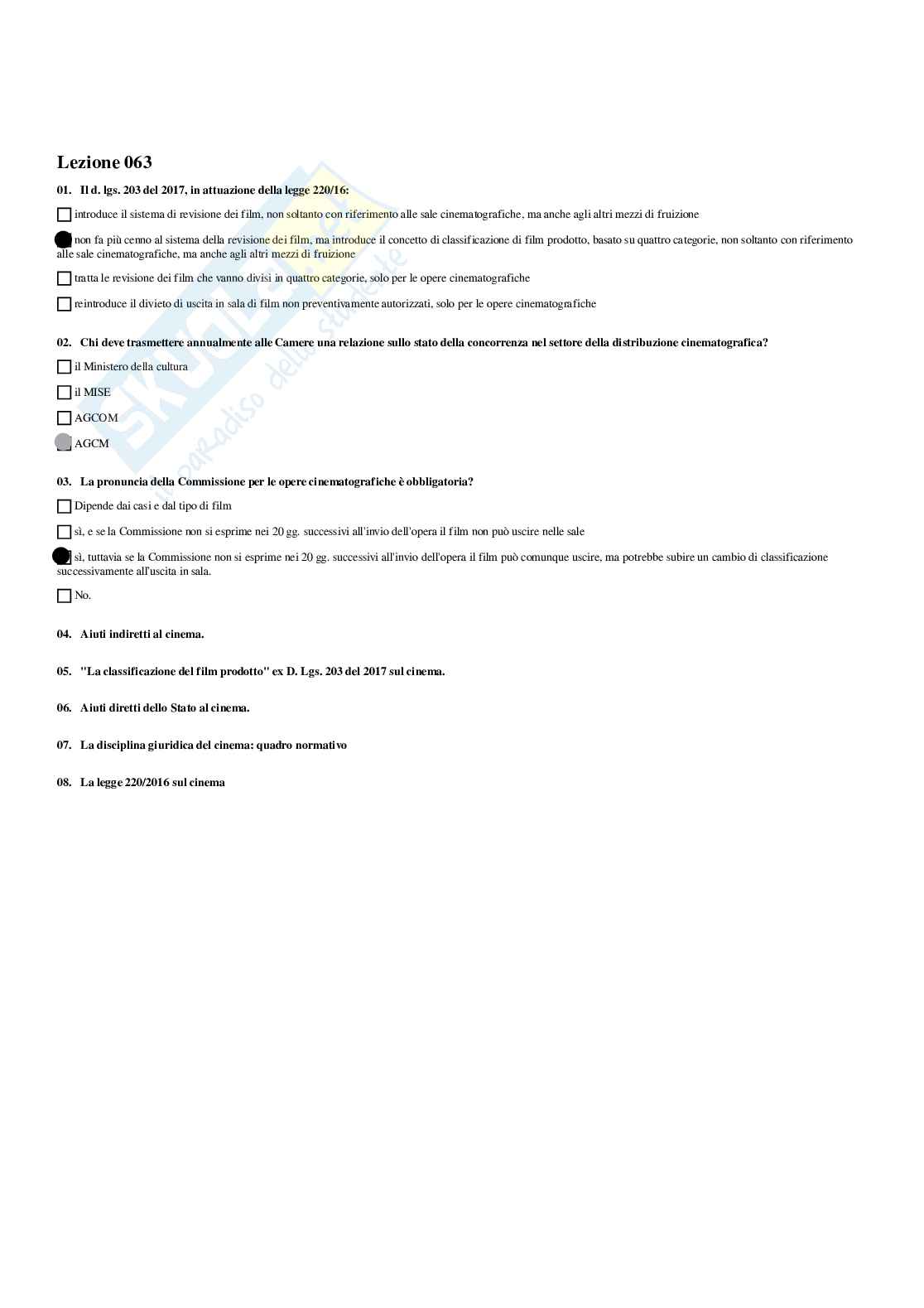 Paniere Diritto dell'informazione e della comunicazione - Risposte multiple - aggiornato (2025) Pag. 66