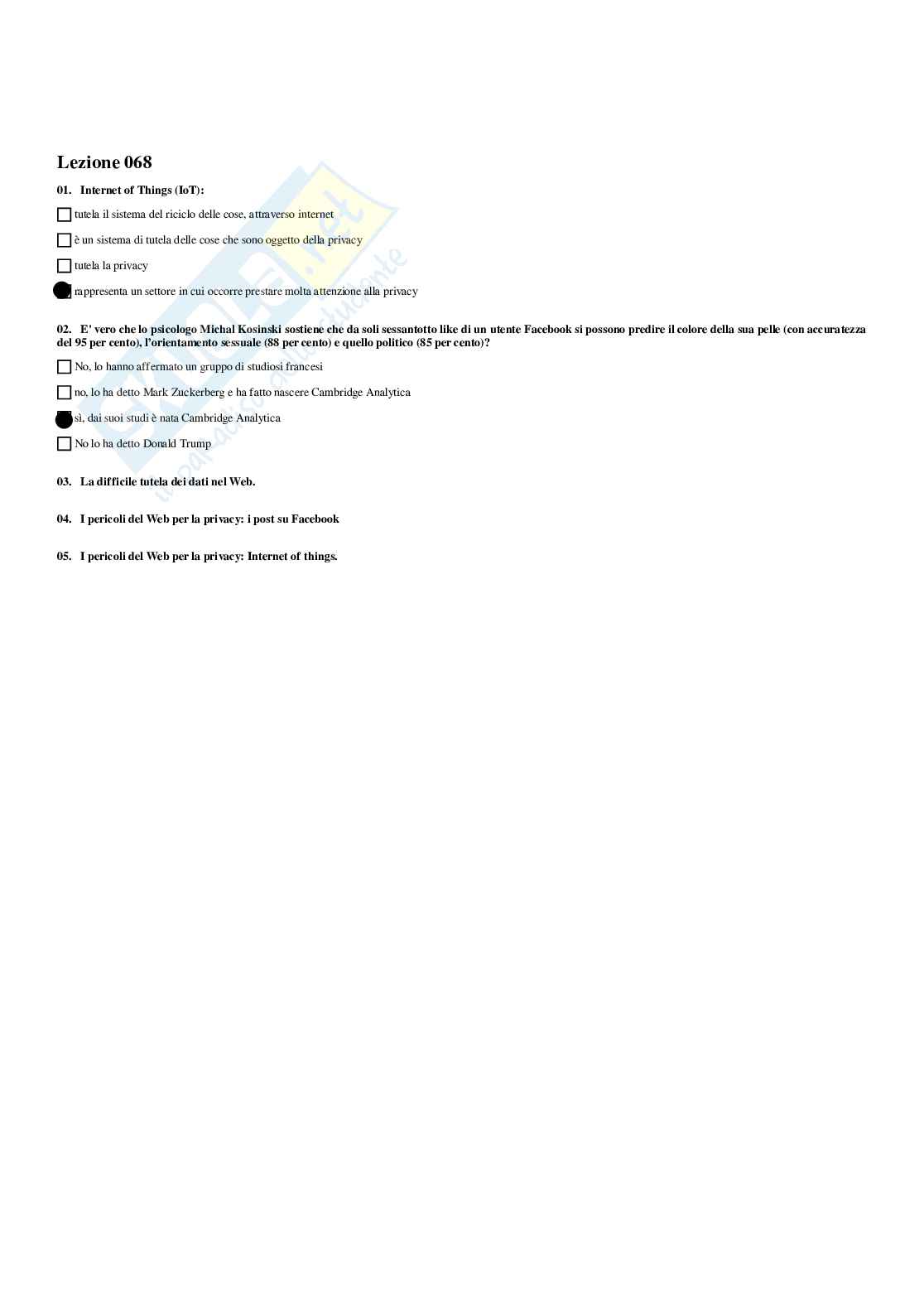 Paniere Diritto dell'informazione e della comunicazione - Risposte multiple - aggiornato (2025) Pag. 71