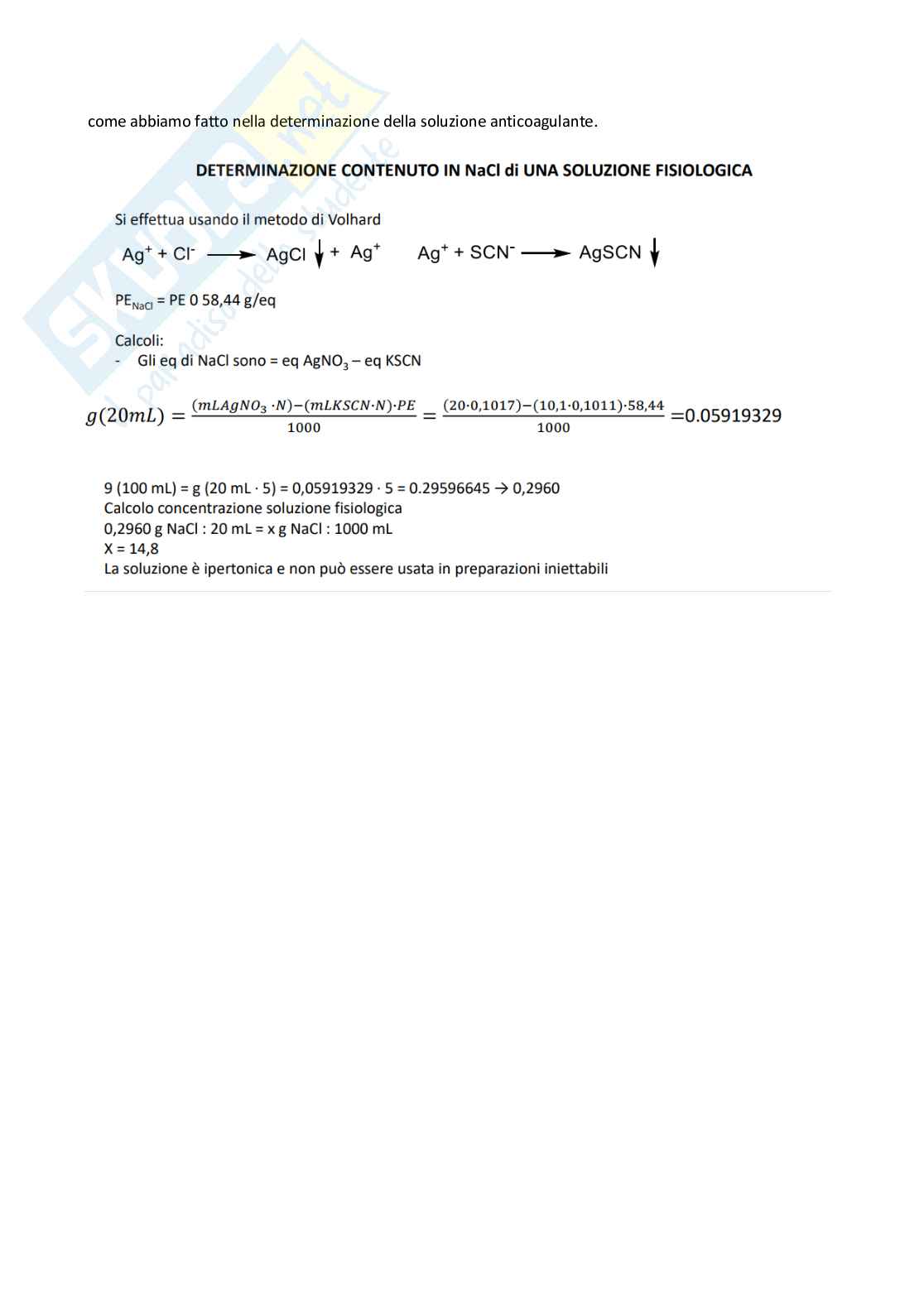 Esercitazione di Analisi dei medicinali 1 - determinazioni argentometriche Pag. 6