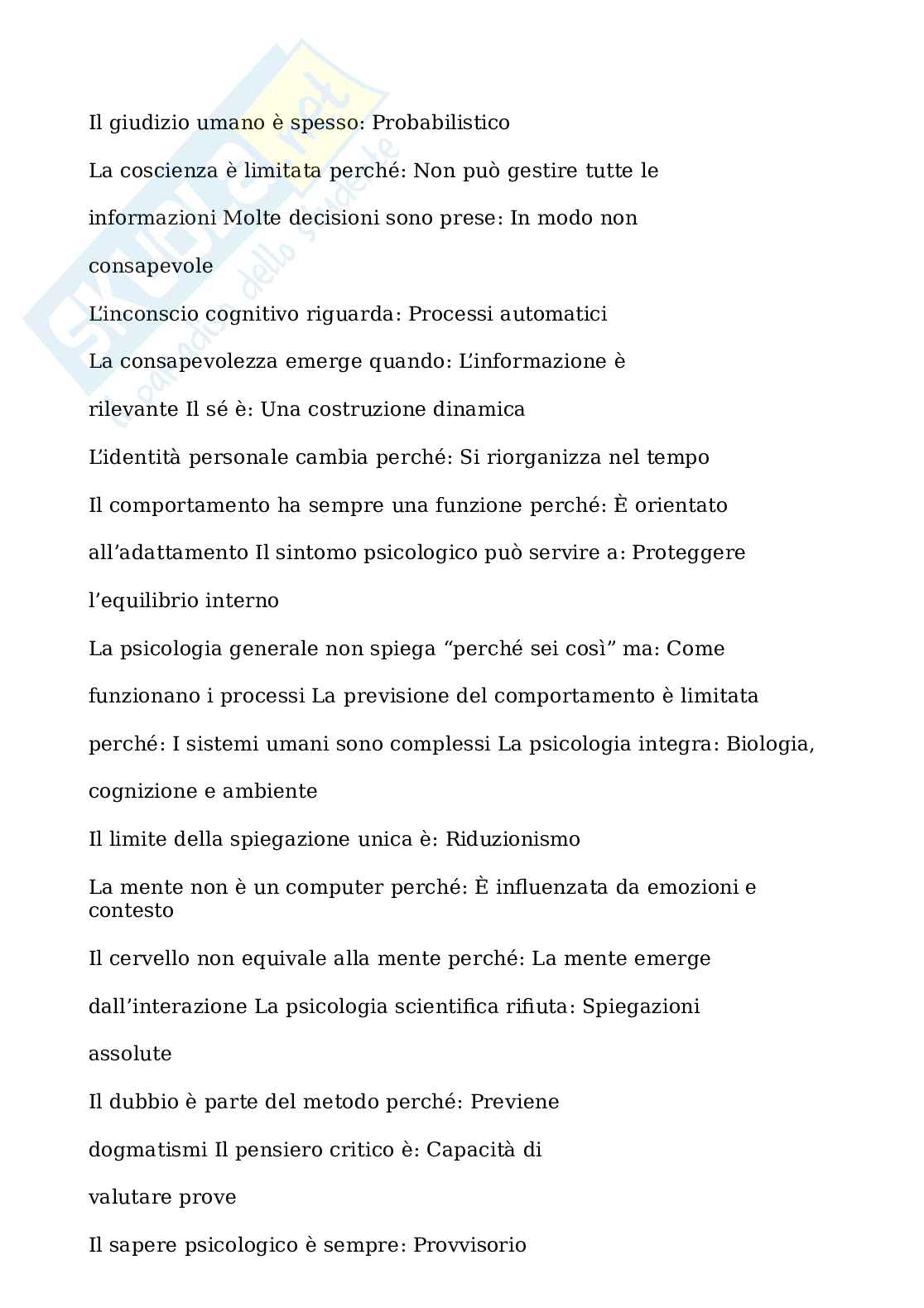Paniere Psicologia generale. Aggiornato e completo. In ordine Pag. 11