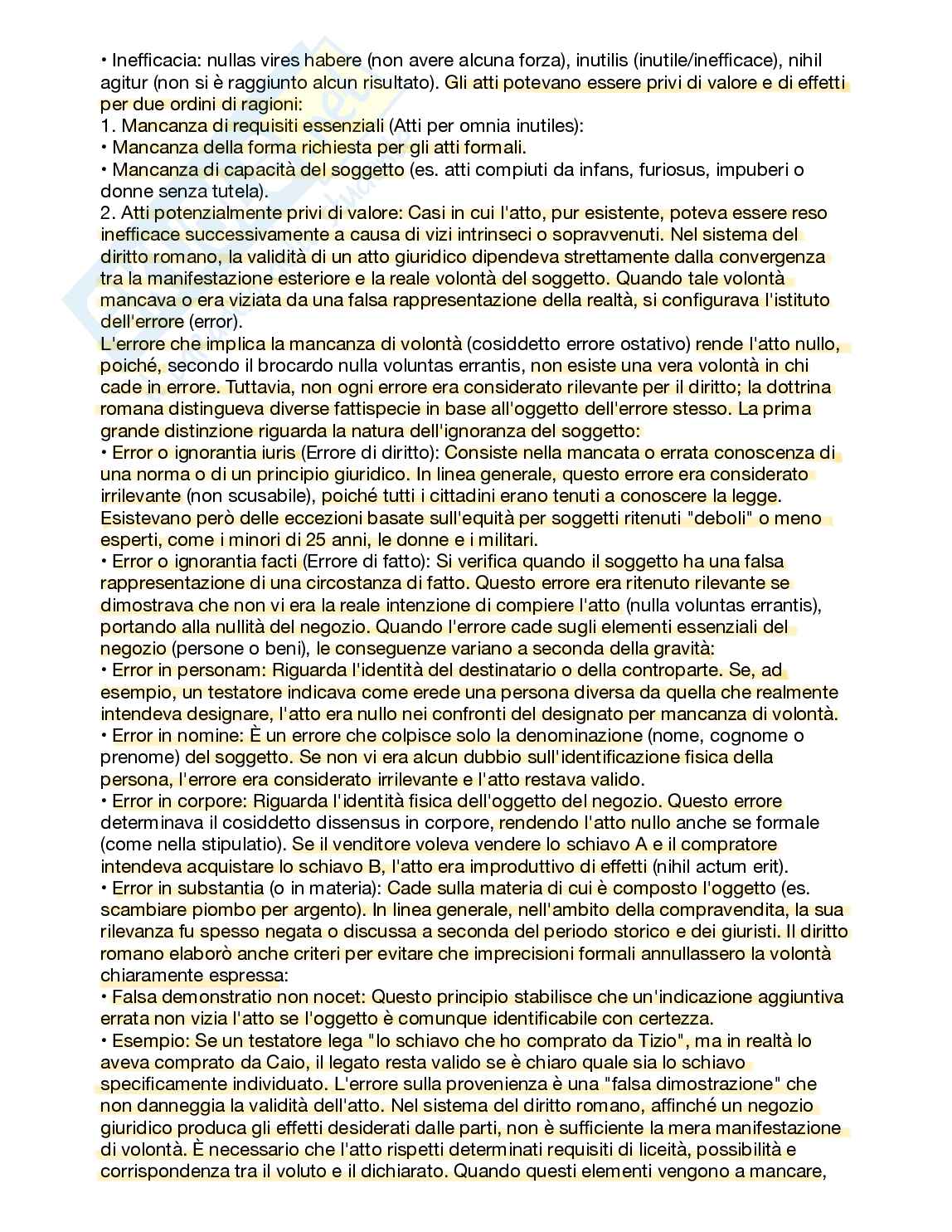 Riassunto esame Diritto romano, Prof. Longo Rosaria, libro consigliato Profili istituzionali di diritto privato romano, Nicosia  Pag. 6
