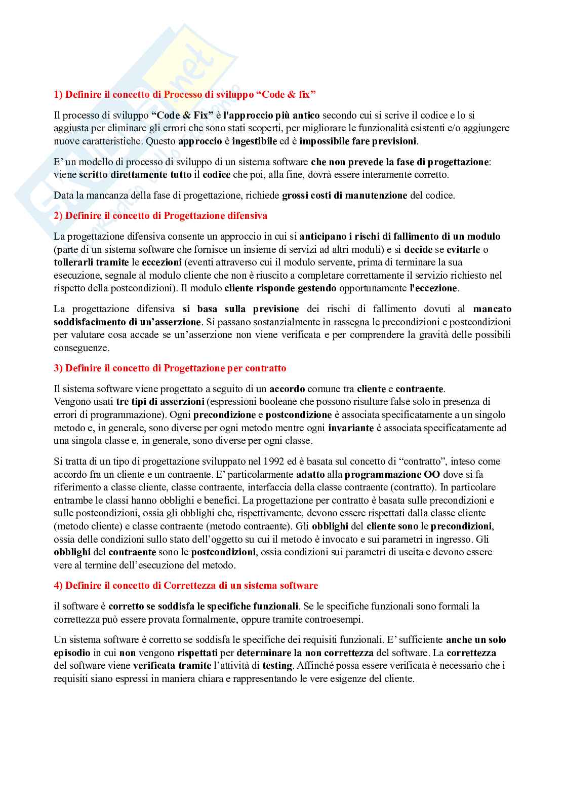 Domande Ingegneria del software e base di dati Pag. 1