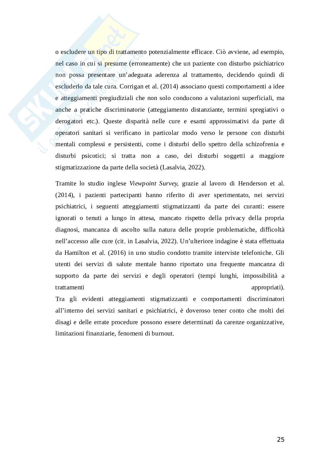 Tesi sulla stigmatizzazione verso chi soffre di un disturbo mentale Pag. 26