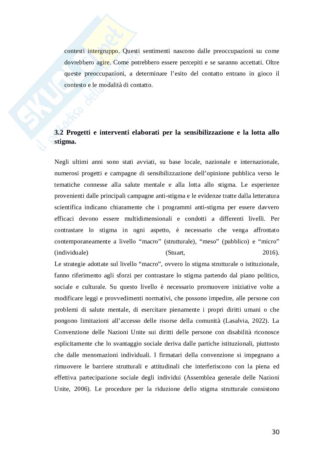 Tesi sulla stigmatizzazione verso chi soffre di un disturbo mentale Pag. 31