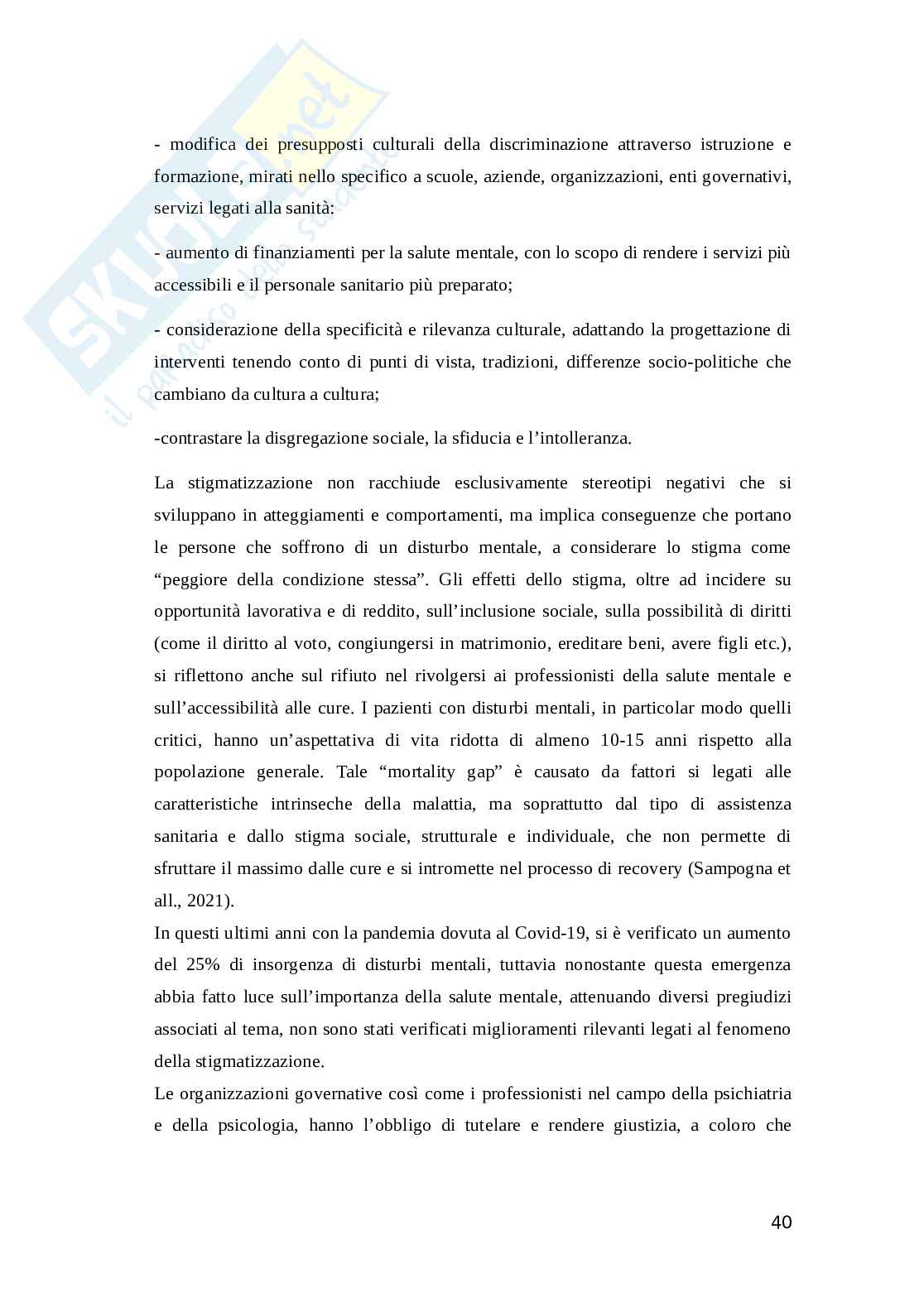 Tesi sulla stigmatizzazione verso chi soffre di un disturbo mentale Pag. 41