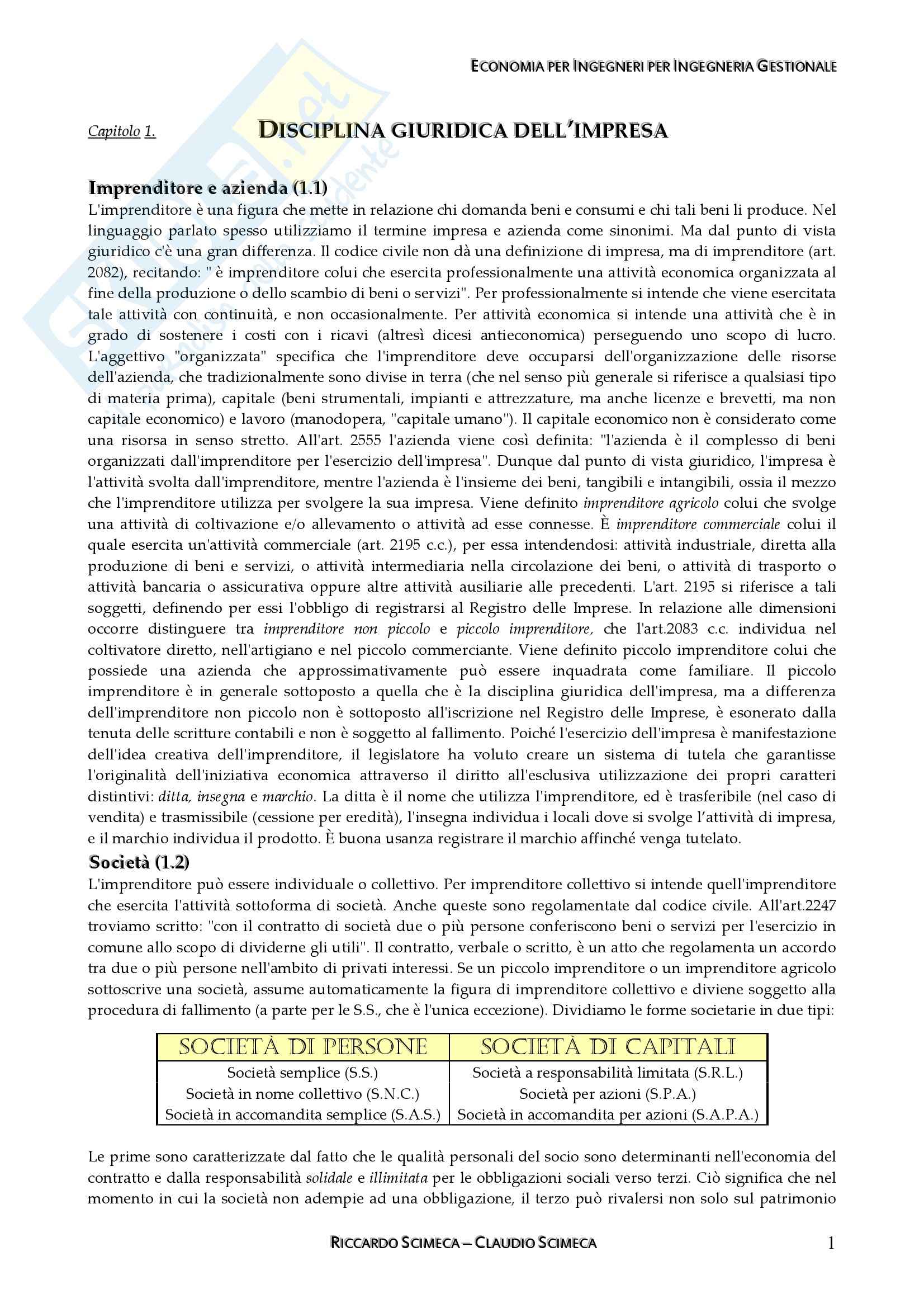 Economia applicata all'ingegneria - Appunti Pag. 1
