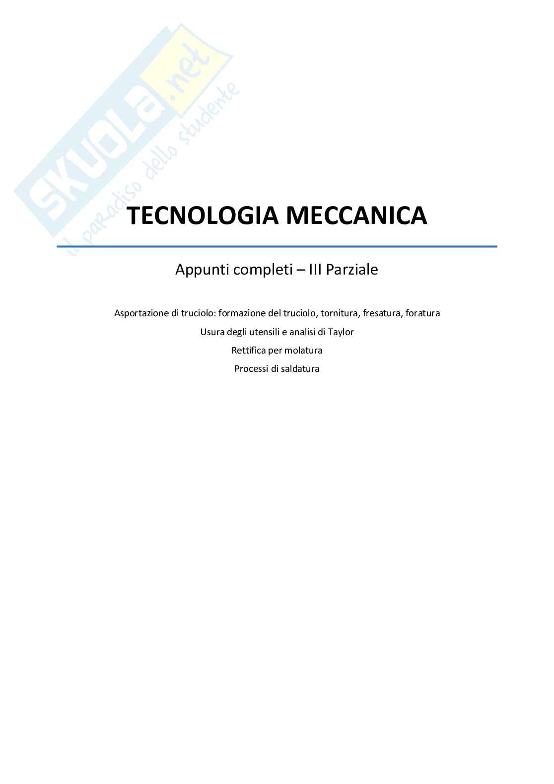 Terzo Parziale Tecnologia meccanica Pag. 1