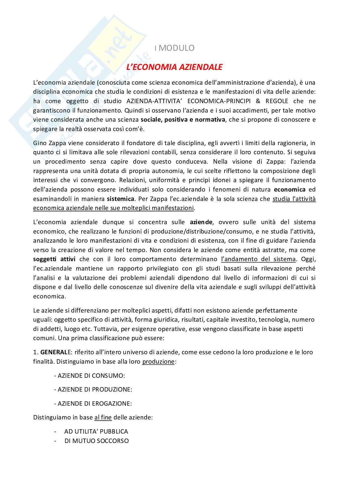 Economia Aziendale e Ragioneria Primo Modulo Pag. 1