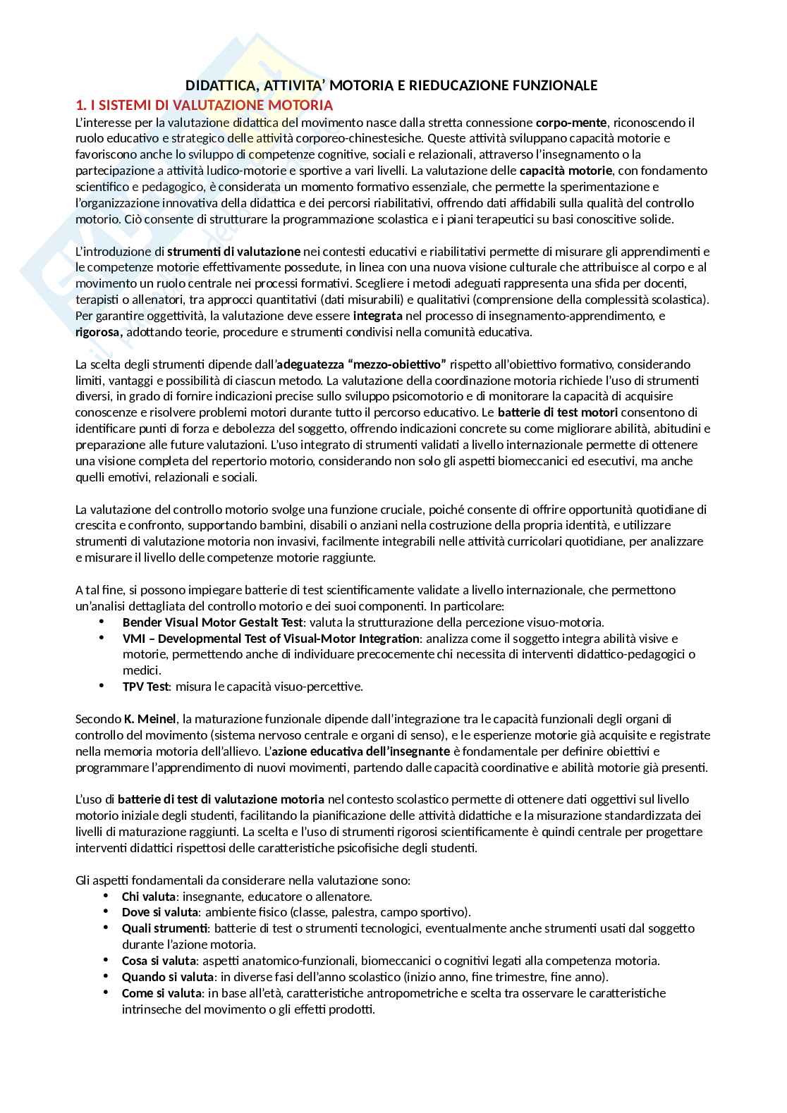 Didattica attività motoria e rieducazione funzionale Pag. 1