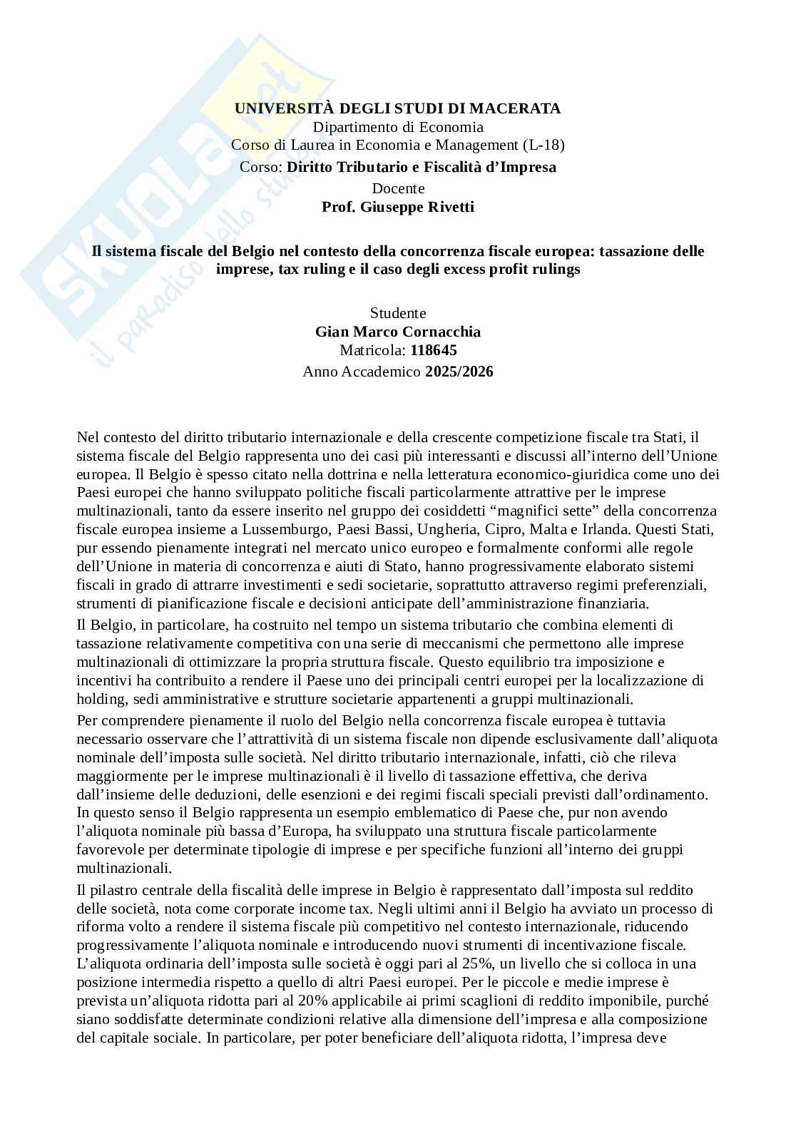 Approfondimento Diritto tributario  Pag. 1