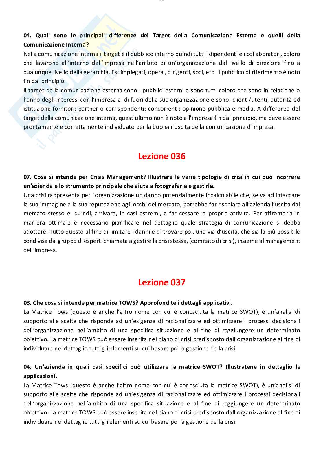 Risposte domande chiuse aperte di Comunicazione d'impresa aggiornate al 2023 Pag. 36