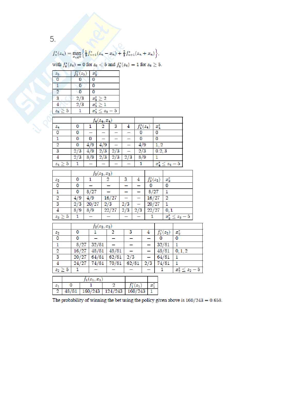 Dynamic programming - Esercizi Pag. 6