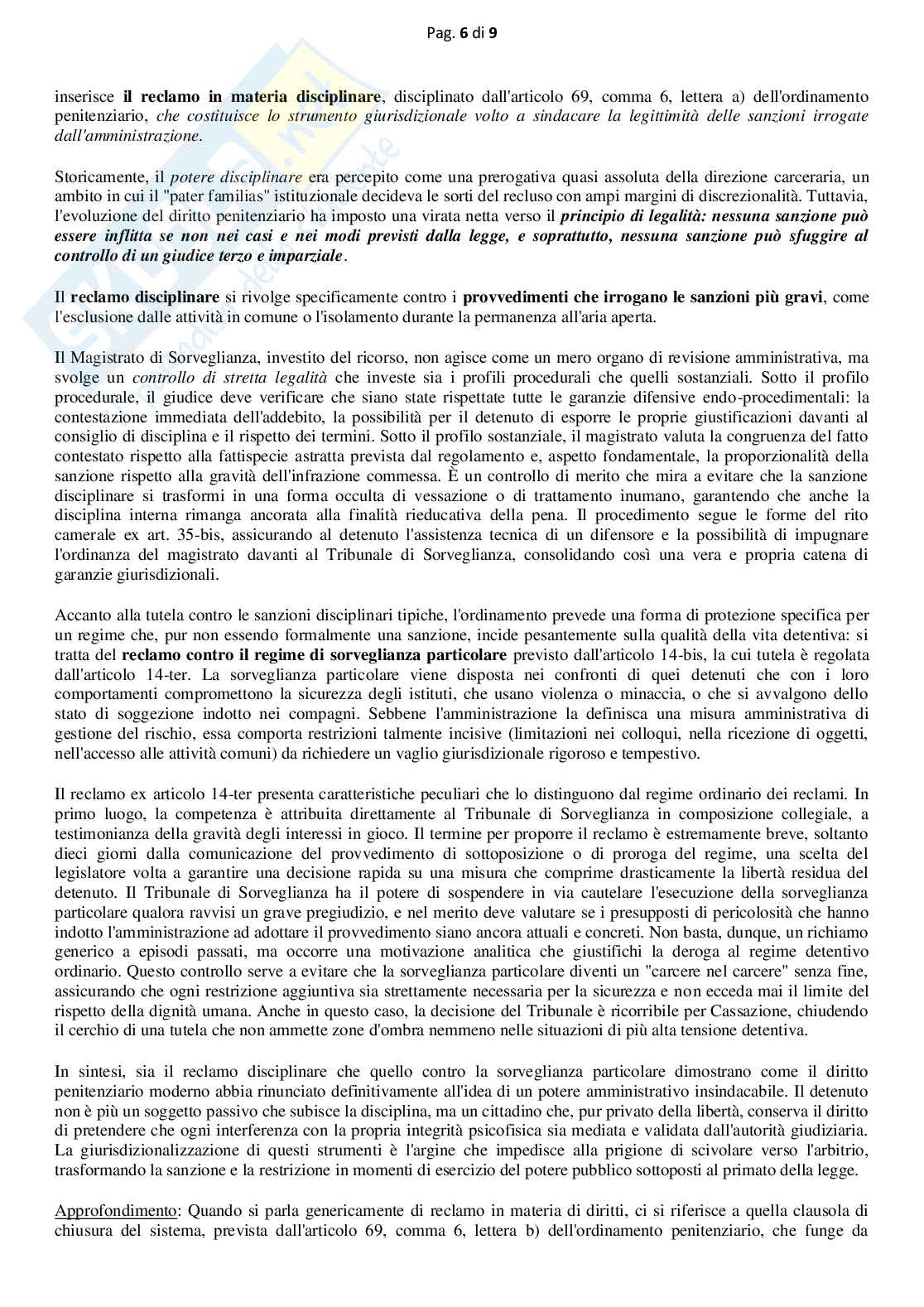 Riassunto esame Diritto penitenziario, Prof. Pascucci Nicola, libro consigliato Manuale di diritto penitenziario - La tutela dei diritti, titolo capitolo quarto), Della Casa, Giostra Pag. 6