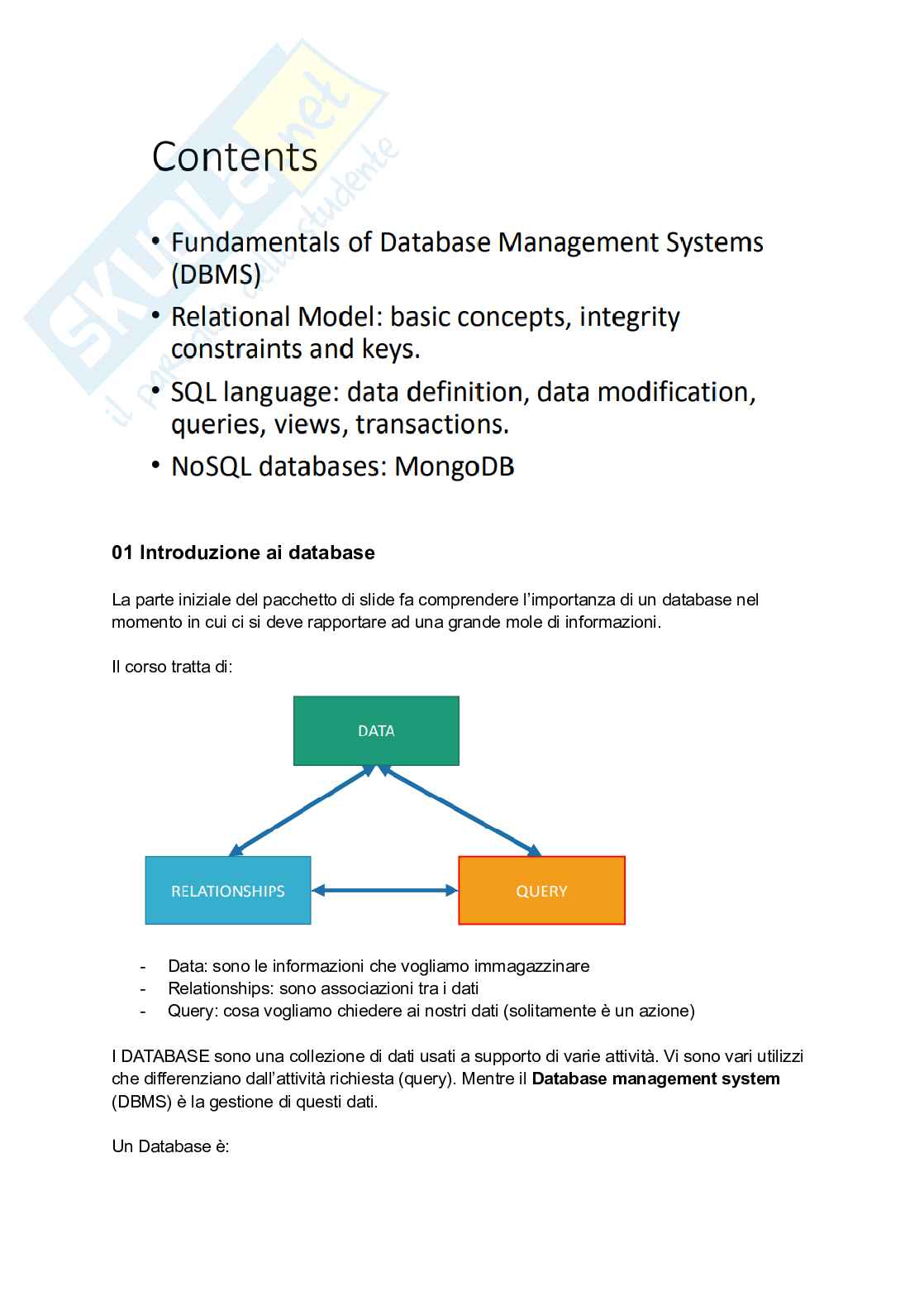 Database and data analytics - Modulo Big data Pag. 1