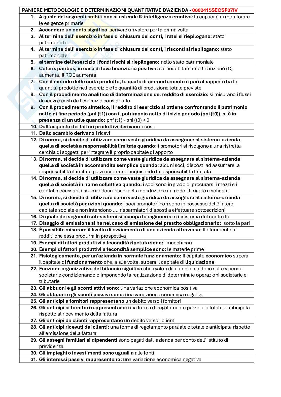 Panieri completi Metodologie e determinazioni quantitative d’azienda Pag. 1