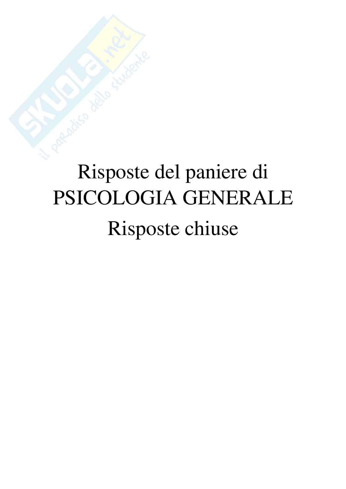 Risposte del Paniere di Psicologia generale Pag. 1