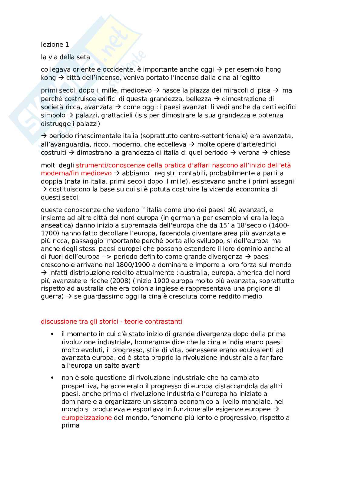 Storia economica Pag. 1