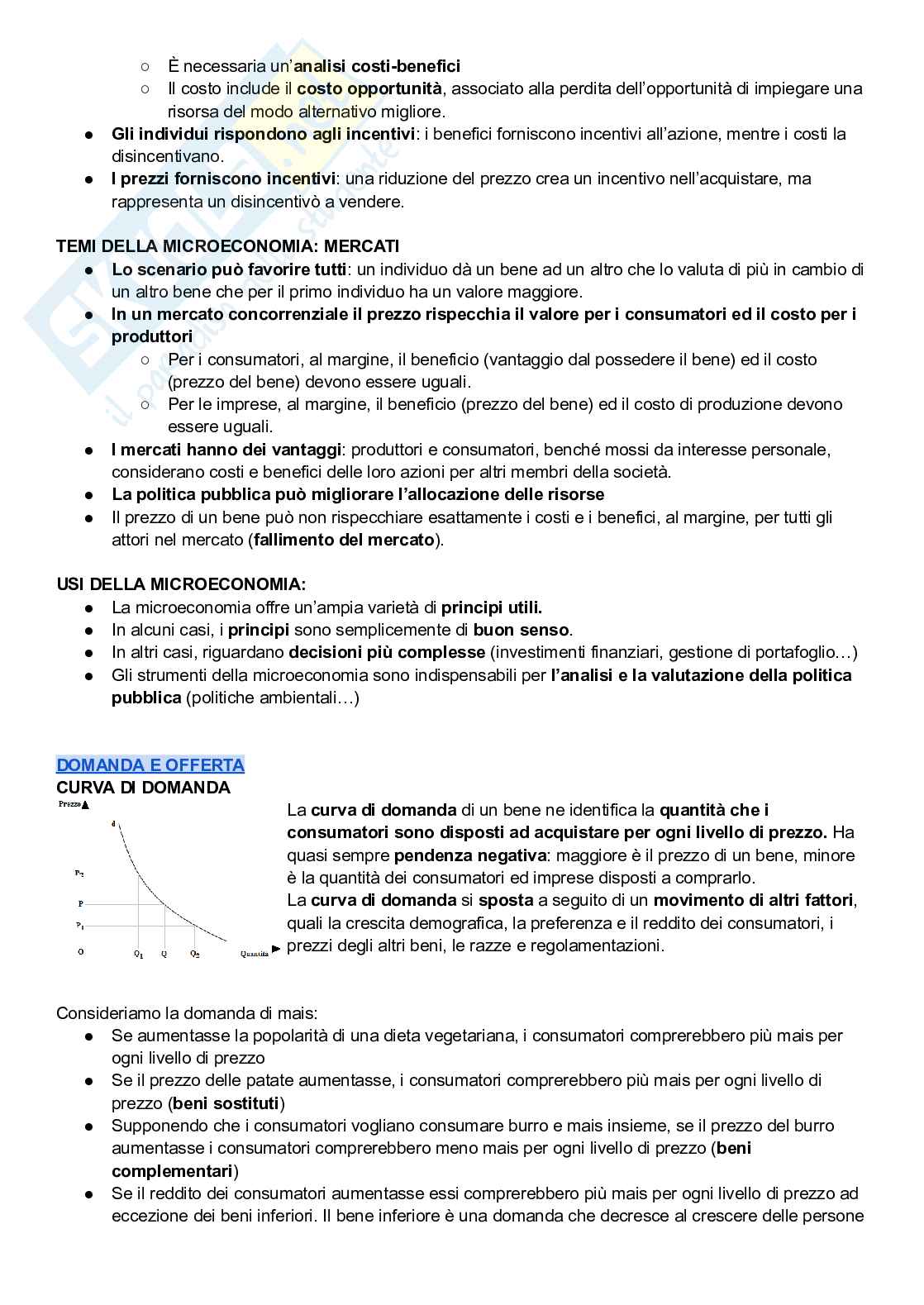 Riassunto esame Istituzioni di economia politica, Prof. Fiocco Raffaele, libro consigliato Istituzioni di economia politica, McGraw-Hill Pag. 2