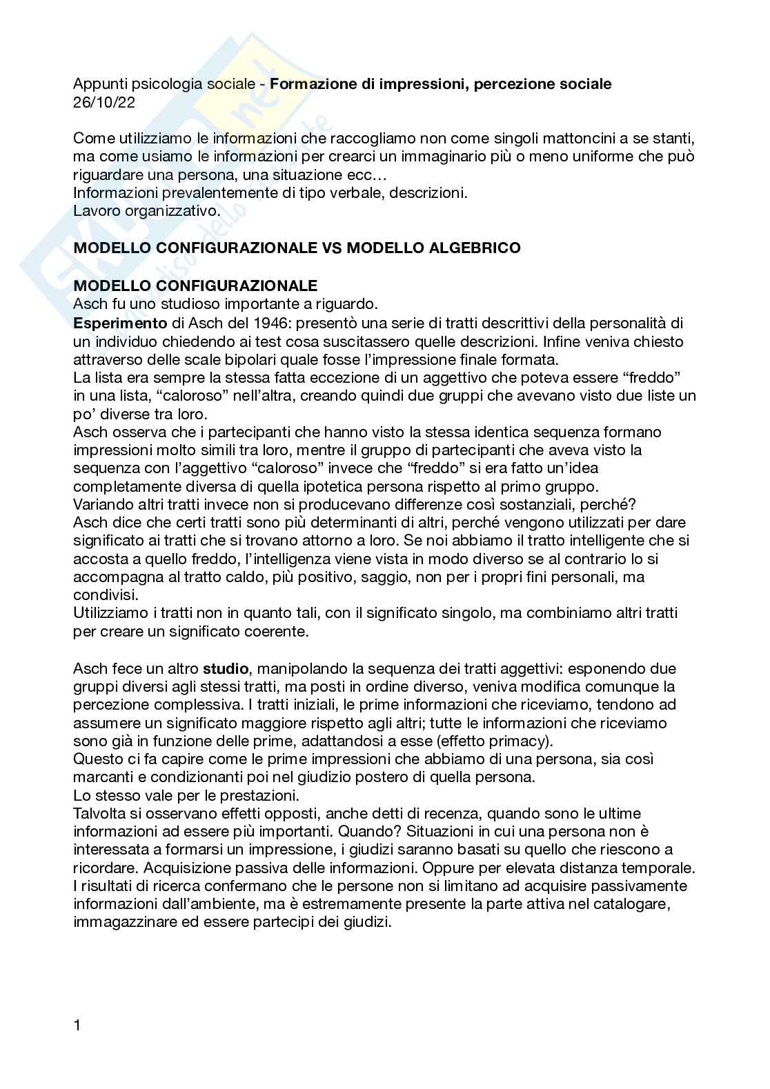 Appunti per l'esame di Psicologia sociale Pag. 1