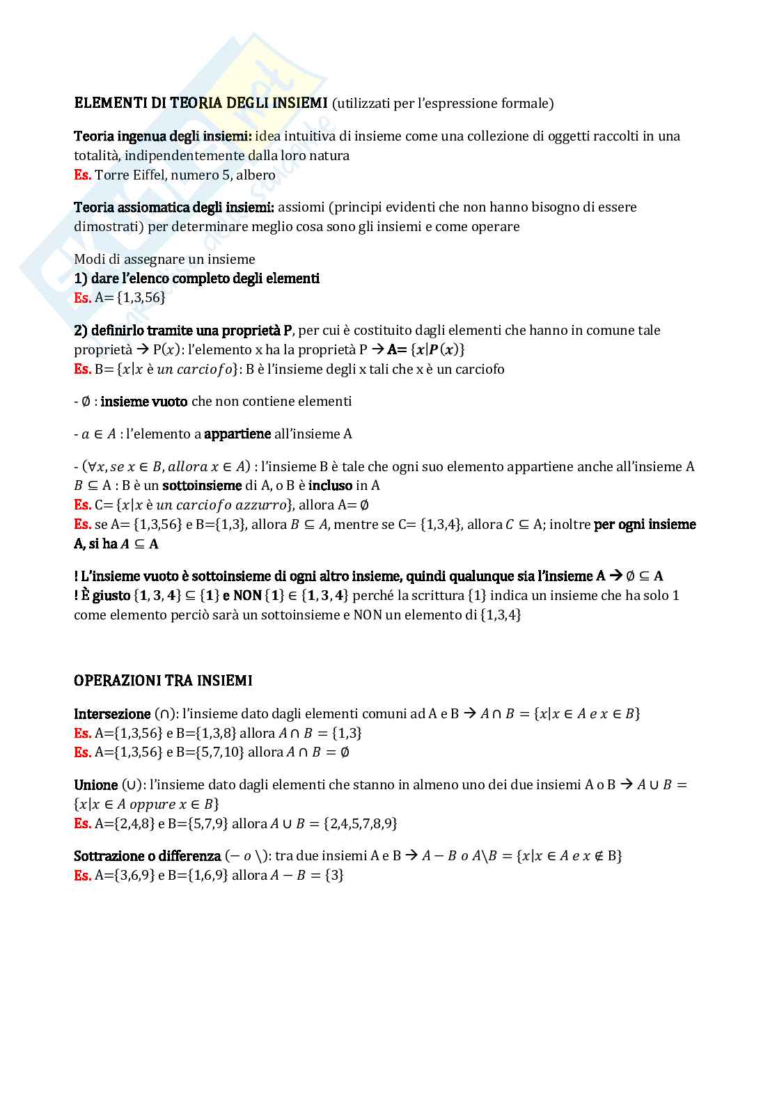 Matematica per la formazione di base (B024358) - Preparazione esame: teoria e esercizi | SFP Notes Vol. 24 Pag. 1