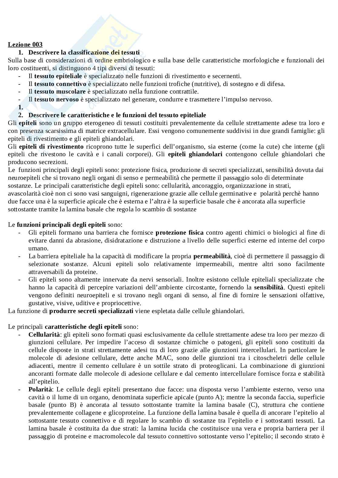 Domande aperte Anatomia umana Pag. 1
