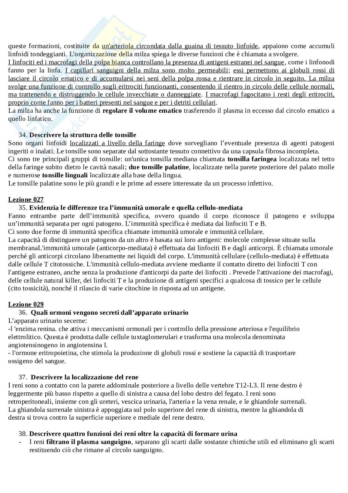 Domande aperte Anatomia umana Pag. 11