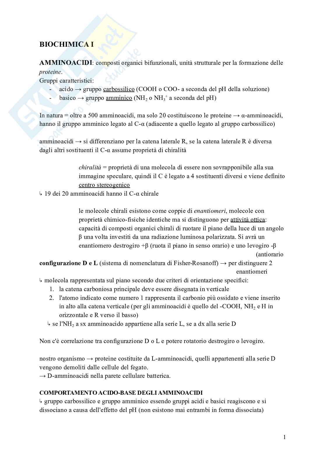 Schemi biochimica I Pag. 1