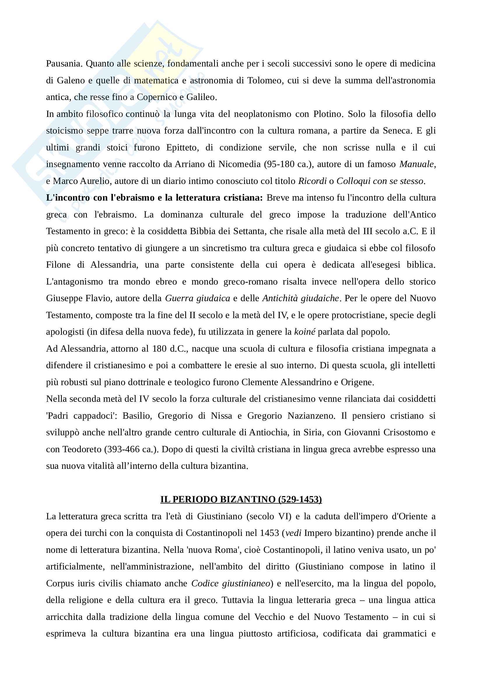 Riassunto di tutta la letteratura greca (dall'età arcaica all'epoca bizantina) Pag. 11