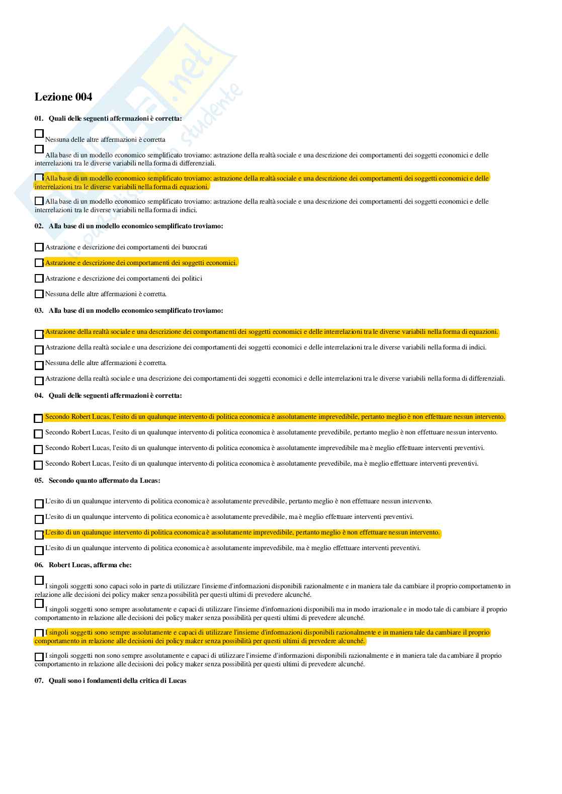 Politica economica – Paniere risposte chiuse completo – A.A. 2025/2026 Pag. 11